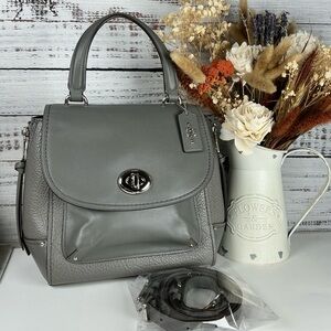 Coach Faye Hand Crossbody Bag Gray‎ Leather Satchel Backpack Silver hardware